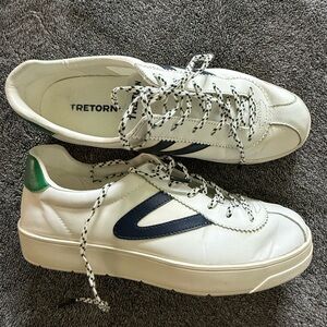 Tretorn White Sneakers with Green and Blue Accents